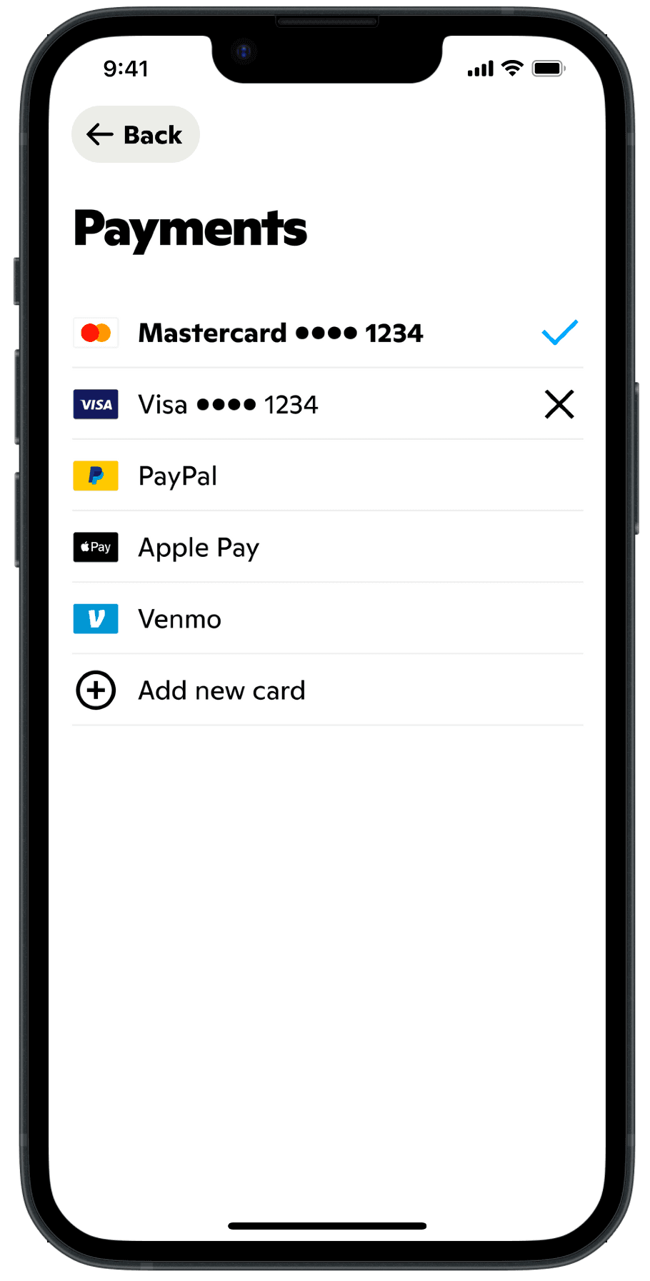 Old payments page on Gopuff